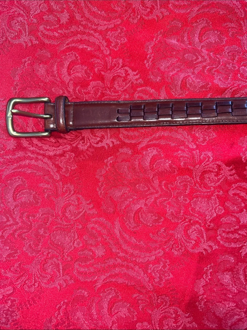 John Henry Tan Cowhide Leather Belt Solid Brass Buckle Size 44